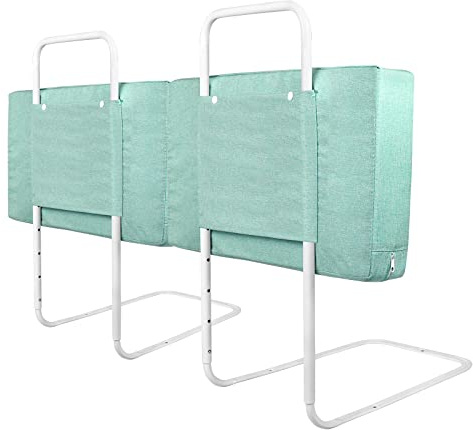 UISEBRT 2 x Sänggaller, sängskydd för barn, 60 cm, justerbar höjd med 5 nivåer. Fallskydd för barn. Spjälsäng för familjesäng och barnsäng (120 cm, sjögrön).