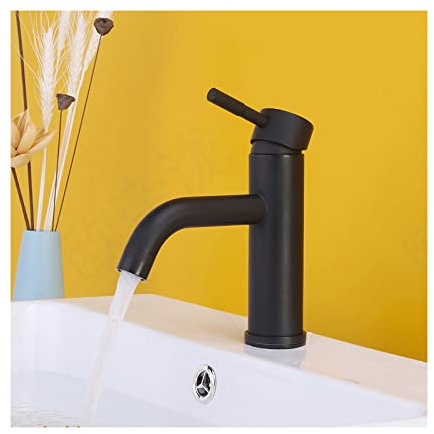 SHUGUANG Bathroom Faucet Bathroom Sink Faucet Single Handle Rv Lavatory Vanity Faucet Countertop Installation, Hot and Cold Adjustable, Brass, for Washstand, Black