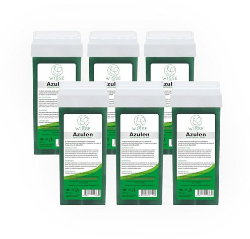 Wisse Make Up Cartuccia di cera roll-on per depilazione, depilazione, roll-on, rullo per gambe e braccia, cera depilatoria, set di 6 ricariche da 100 ml (Azulen)