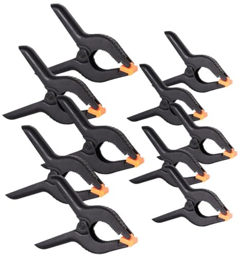 BZKSER Klemmzwingen - 10 pcs Federklemmen im Set, Klemmen mit großer Spannweite,hohe Spannkraft der klammern, Klemmbacken mit beweglichen Backen,Metall Federklemmen Clip Set(2 Zoll 3 Zoll)