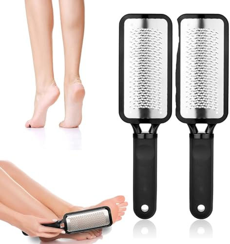 YanBous fussfeile hornhautfeile,2-setr Edelstahl Hornhautentferner-Set, 2er Schwarz: Hornhauthobel & Fußfeile – Professionelle Pediküre für Harte, Rissige Haut,Entfernt Starke Hornhaut und Tote Haut