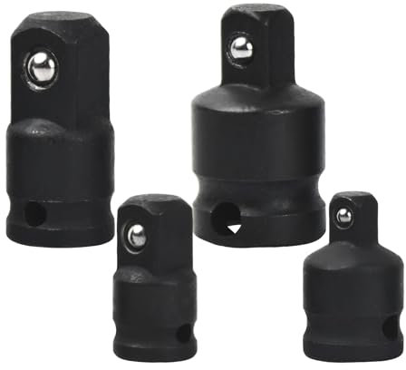 4 Piezas Adaptador de Vaso de Impacto, Adaptador Reductor de Vaso - 1/4 a 3/8, 3/8 a 1/4, 3/8 a 1/2, 1/2 a 3/8, Juego de Adaptadores para Llaves de Vaso, Enchufe De Impacto para Taladros, Carraca