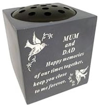 Memorial Cemetery Dove Bird Graveside Flower Holder Pot Grave Rose Bowl Vase (Mum & Dad)
