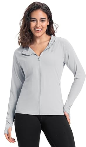 33,000ft Women's UPF50+ Hoodie Jacket Breathable Sun Protection Shirt | Lightweight, Quick-Dry, Soft, Cooling, Thumb Holes, 4 Pockets, for Hiking Running Cycling Travel Yoga Casual