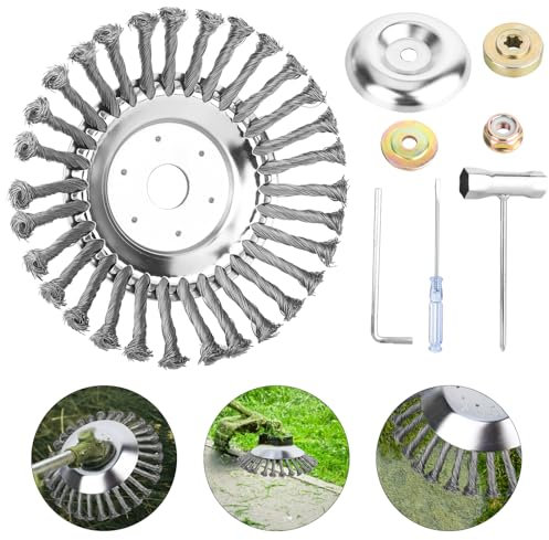 Unkrautbürste Freischneider 6 Zoll Edelstahl Profi Wildkrautbürste für Stihl Motorsense, Drahtbürste Freischneider, Freischneider Zubehör Jäten Drahtbürste 25,4mm Bohrung