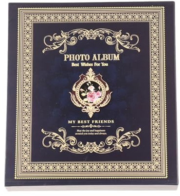 Álbum de Fotografías de Alta Capacidad, Portada Elegante con Fácil Inserción, Uso Versátil para Viajes, Bodas y Reuniones Familiares (Azul marino)
