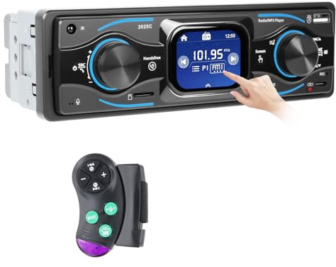 Hikity 1 DIN Radio Coche con Pantalla Táctil, Radio 1 DIN con FM, Bluetooth, USB/SD/AUX-IN, Manos Libres, Soporta Iluminación de 7 Colores y Carga Rápida