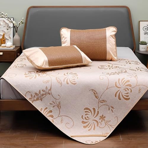 OAKVYNE Stuoie Per Dormire Estive Pieghevole E Traspirante,Materassino Estivo In Rattan,Stuoia Di Bambù Naturale Per Letto,Stuoia Di Bambù Letto Matrimoniale Biancheria(180 * 200 cm/70.87 * 78.74in)