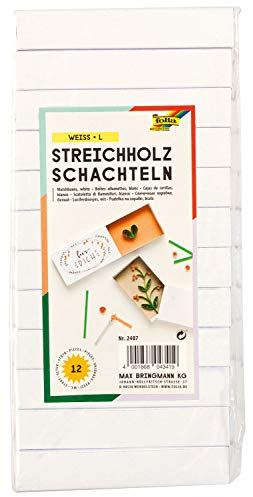 Folia 2407 Lot de 12 Grandes boites d'allumettes Vierges, Blanc