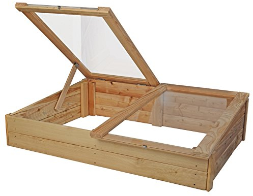 WEIDENPROFI Frühbeet aus Lärchenholz, Gewächshaus aus Holz - Abmessung (LxBxH): 119 x 80 x 21/30 cm