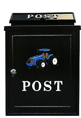 ARBORIA Postbox Letterbox Wall Mounted Mailbox Lockable Letter Mail Post Box Blue Tractor Agriculture t