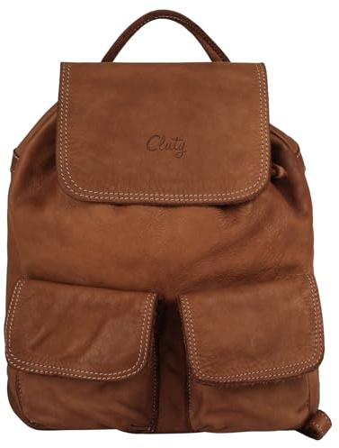 Cluty Rucksack Echt Leder Damen Made in Italy, Daypack aus Leder, Citybag mit Magnetverschluss, Vintage Tagesrucksack 019344