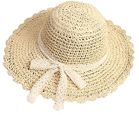 AfinderDE Sommer Strohhut Damenhut Faltbarer Fischerhut Sonnenhut Strandhut Sommerhut Frauen Anti-UV Hut Outdoor breite Krempe Mütze