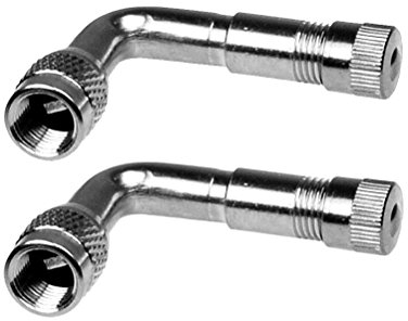 2 Stücke Air Reifen Ventil 90 Grad Schrader Ventilschaft mit Verlängerung Adapter für Auto LKW (Silber)