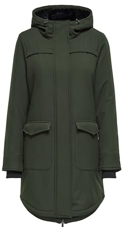 ONLY OnlMaastricht - Abrigo corto con capucha para mujer, verde oscuro, S