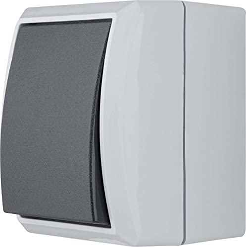 REV AquaForm 0510295777 Crossover Switch for Wet Rooms IP44 Single-Pole Surface-Mounted Grey
