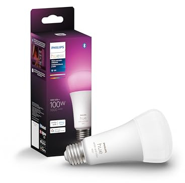 Philips Hue Smart 100W A21 LED Bulb - White and Color Ambiance Color-Changing Light - 1 Pack - 1600LM - E26 - Indoor - Control with Hue App - Works with Alexa, Google Assistant and Apple Homekit