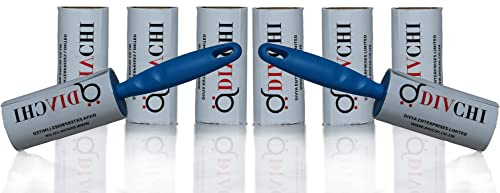 DIVCHI Lint Roller+4 Refill Sticky Replacement Heads Easily and Quickly removes animal fur, hairs, dust and fluff from garments, furniture, carpet, and car seats (2 handle 8 rolls)