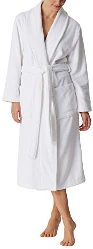 Schiesser Damen Schalkragen-Frottee Bademantel, weiß_178410, M