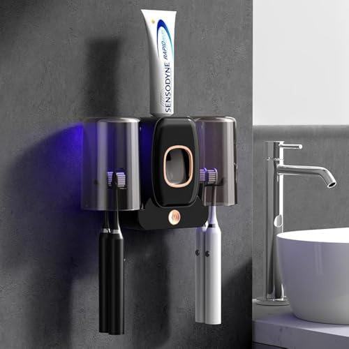 Desinfectante para Cepillo de Dientes UV, Desinfectante Cepillo Dientes, Soporte para Cepillo De Dientes De Baño, Montado En La Pared con Esterilizador con Función De Secado De Ventilador