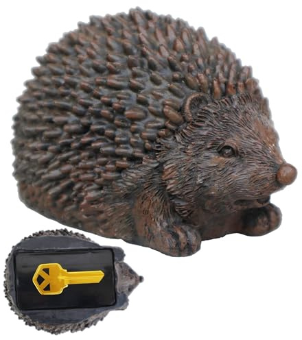 Memeyou Hide a Spare Key Outdoor Hedgehog Waterproof Fake Rock Key Hider Holder Safe Secret Storage Lock Box For Outside Indoor Garden Ornament Decorative Faux Stone Geocache Containers