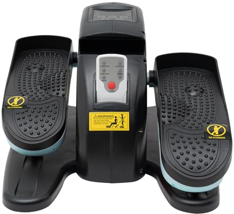 Mini crosstrainer under skrivbordet, ellipstränare, elektrisk fotmassage, 5-växlad rörelse-tränare, LCD för hem, kontor och seniorer, blå