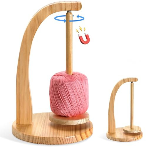 Svolgitore di Lana,Porta Rocchetto di Lana Magnetico,Avvolgitore di Lana in Legno Rotante,Porta Lana Accessori per Maglieria All'uncinetto,Regalo Per Gli Amanti Del Lavoro a Maglia