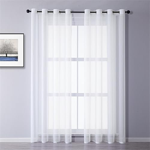 Odot Cortinas Ventanas Translucidas, Color Sólido Cortinas Salon Modernas Cortina Ventana Ojales 1 Pieza Cortinas Visillo Dormitorio para Decoracion Salón Comedor Cocina (150x250cm,Blanco)