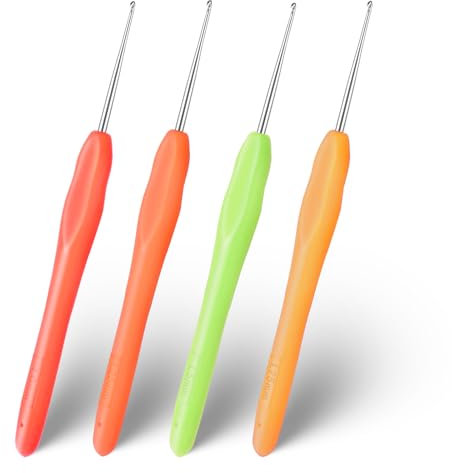 Molain 4 Stück Häkelnadeln Set, 1 mm 1,25 mm 1,5 mm 1,75 mm Kleine Größe Mit Ergonomischem Griff - Für Stricken Schal Handschuhe Taschen Hüte Socken