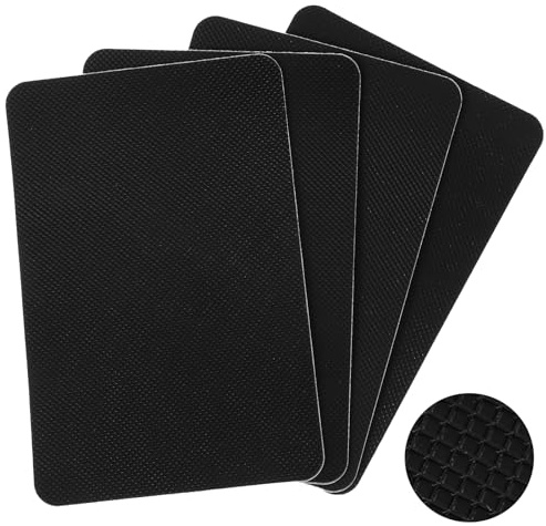 4pcs Enhanced Cuttable Rubber Grip Tape Ultra-Thin Strong Adhesive Non-Slip Sheets for Safer Handles & Surfaces Waterproof Soundproof Anti Vibration Heat Resistant Pads for DIY Crafts Floor Cushioning