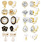 10 Paar Gold Clip Ohrringe für Damen, Mode Hypoallergen vergoldete Ohrclips Schmetterlings Perle Blume Zirkonia Steine Ohrclips ohne Ohrlöcher für Kinder Mädchen Modeschmuck Geschenk