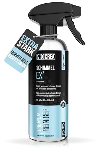 PROCREA® Premium Schimmelentferner Schimmel Ex² [mit Aktiv-Chlor-Wirkstoff] Hochwirksamer Universal-Profireiniger für Wand, Bad, Silikonfugen, Holz, Tapete, Fenster, Auto uvm. - Made In Germany