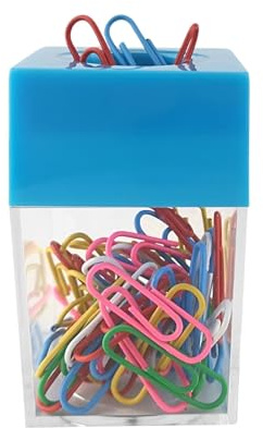 D.RECT Distributeur de Trombones Magnétique – Boîte Carrée avec 100 Trombones Colorés – Rangement Pratique pour Bureau, Maison ou École