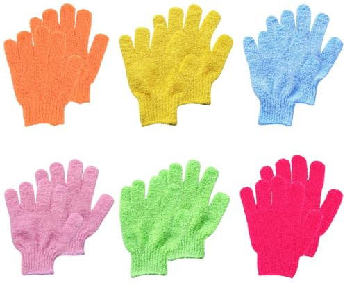 MSLSOZ 12 guantes exfoliantes, guantes de baño de limpieza profunda de doble cara, guantes de ducha exfoliantes, guantes exfoliantes para hombres y mujeres, para ducha, spa, masaje, eliminación de