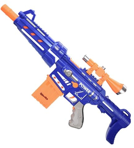 Fucile Giocattolo Mitragliatore Soft Bullet con Caricatore, Mirino, 20 Dardi in Spugna, Luci e Suoni, 10 colpi semiautomatico – Pistola Elettrica per Bambini