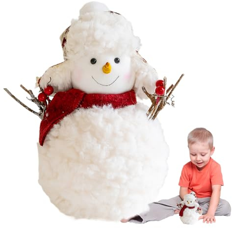 Figura Di Pupazzo Di Neve Di Natale - Pupazzo Di Neve Fatto A Mano Figure Collezionabili Peluche Uomo Di Neve Resistente | per Accessori Fotografici Da Tavolo con Mensola O Mensola Del