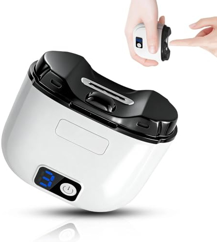 HASHUQI Cortaúñas Eléctrico, 3 Velocidades Cortauñas Eléctrica Ajustable Automático, con Luz LED y Recargable por USB, cortauñas electrico pies para Niños y Adultos