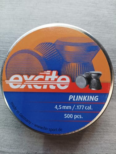 Pack de 1 Latas de 500 Balines Excite Plinking 4.5 mm (.177) para Aire Comprimido - Perdigones de Copa Plana para Tiro Recreativo - Compatibles con Pistola y Carabina CO2 (1, 500 balines)