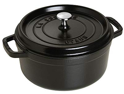 Staub Bräter rund aus Gusseisen in schwarz - Durchmesser/ Fassungsvermögen 24 cm/ 3,8 Liter