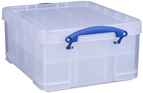 Really Useful Box Plastic Storage 21 Litre with 2 Trays 6 + 12 Compartments Clear
