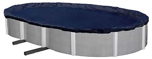 Winter Block WC1521OV Copertura invernale per piscine fuori terra ovali da 4,5 x 6,4 m, blu tinta unita, con verricello e cavo per una facile installazione, resistente e durevole, protezione UV