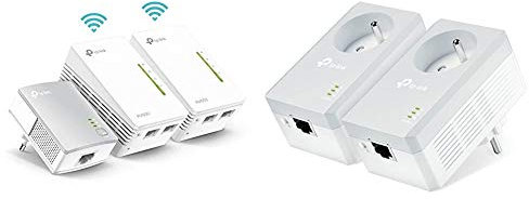 TP-Link CPL 600 Mbps + CPL WiFi 300 Mbps avec Ports Ethernet, Prise CPL Kit de 3 & CPL 600 Mbps avec Prise Intégrée et Ports Ethernet, Prise CPL Kit de 2, TL-PA4015P KIT