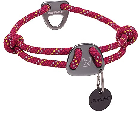 RUFFWEAR Knot-a-Collar, Reflective Adjustable Rope Dog Collar, 20-26, Hibiscus Pink