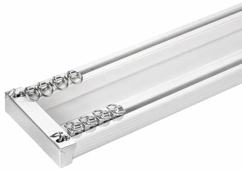 ZSHINE Heavy-Duty Curtain Conjoined Double Track rails Ceiling Mounting for Living Room Bedroom Room Divider (White 6.6ft)