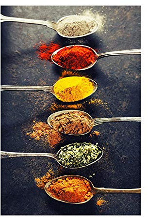 Tongda Decor Grains Épices Poivrons Cuillère Scandinave Toile Peinture Affiches et Gravures Cuisine Mur Art Nourriture Photo Salon 70x100cm Sans Cadre
