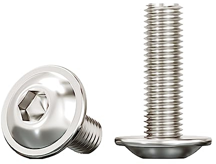 Drenky Tornillo de Cabeza Alomada con Brida Y Hexágono Interior,M8x25mm Tornillos para Máquina Acero Inoxidable A2 V2A Tornillos Roscados Totalmente,10 Piezas