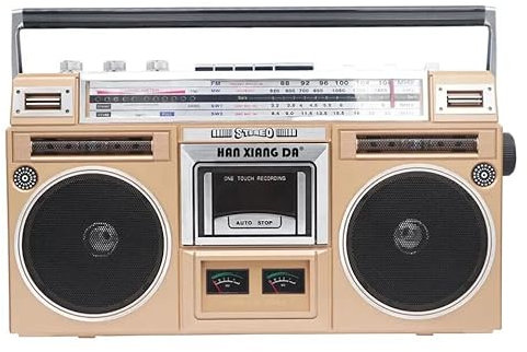 Class Retro Cassette Radio Bluetooth USB TF Stereo Getto Blaster Player - Gold
