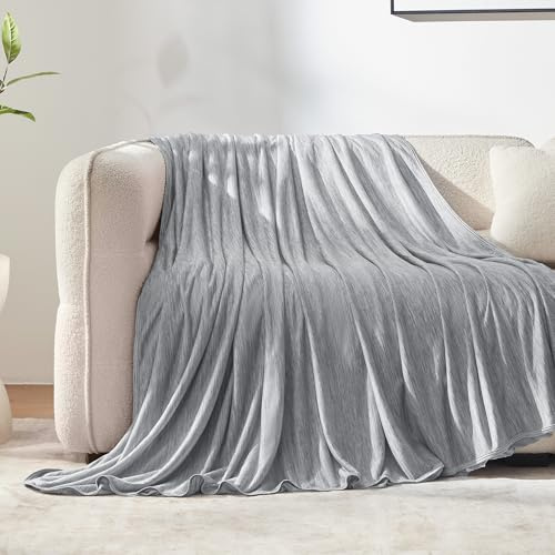 SLEEP ZONE Nanotex Cooling Blanket for Hot Sleepers, Double-Sided Cold Blanket King Size for Bed, Lightweight Summer Blankets for Sleeping (Grey, 90''x108'')