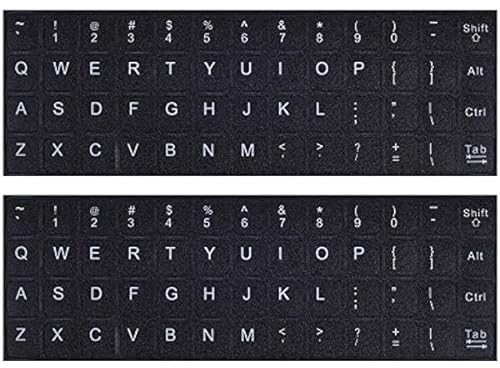 Inglés Pegatinas de Teclado, 2 Piezas con Letras Blancas, para Teclados Portátiles y de Escritorio