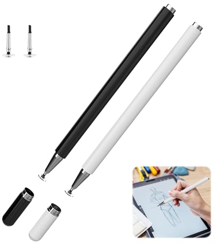 2er Pack Tablet Stift für Alle Tablets, Touchscreen Stift Handy 2 in 1 Stylus Pen Touch Pen Hochpräziser für Kompatibel mit iPad iPhone Android Xiaomi Lenovo Samsung Huawei Vielseitige Eingabestifte